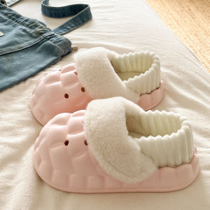 Dép Đi Trong Nhà Mùa Đông EVA Đế Dày Lót Lông Cừu Đế Ngoài Đế Trong Chống Trượt Cho Nữ Dép Đi Trong Nhà Phong Cách Đơn Giản