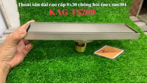Thoát sàn chống hôi KAG-TS209 chữ nhật 8x30 mm ống D60-90 Phễu thu nước cắt gạch thoát nhanh thiết kế sang trọng sử dụng tốt