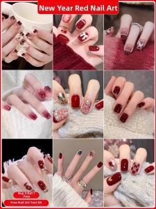 CHUBEISHI | Festive Red Mid-short Nail Stickers Luxurious