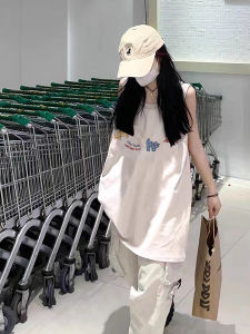 Áo Thun Cotton Không Tay Pure Cotton Vest Nữ Mùa Hè Ngoài Trời Dài Vừa Phải Rộng Rãi Phong Cách Bóng Rổ Áo Thun Cotton Thoáng Khí Kháng Khuẩn Chống Thấm Nước