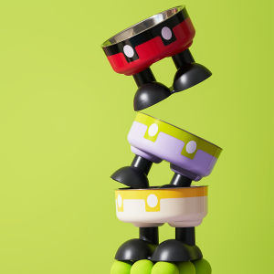 A high-legged pet bowl colorful stainless steel large-capacity dog bowl for feeding and water neck-protecting cat bowl anti