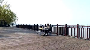 Aluminium Foldable Picnic Table Meja Lipat With 4 Chairs Adjustable Outdoor Picnic Camping Folding Group Table