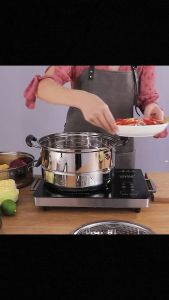 หม้อนึ่งสแตนเลส 304 ที่นึ่งอาหารซึ้งนึ่งสแตนเลส ขนาด 26/28 ซม. หม้อซึ้งสามชั้นสามารถปรุงอาหารได้ 3 อย่างในเวลาเดียวกันstainless steel pot ที่นึ่งซาลาเปา หม้อนึ่งไอน้ำ