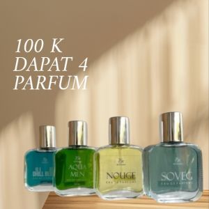 PROMO PAKET HEMAT DAPAT 4 BOTOL PARFUM BOYROSES MEN SERIES ISI 50 ML PRIA COWOK SEGAR TAHAN LAMA ( Dhill blues-Aqua men-Soveg- Nouge)