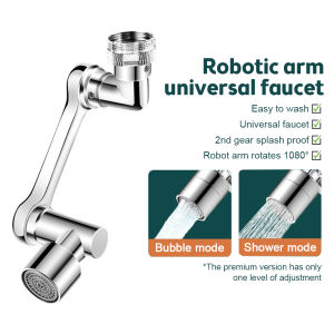 DIPPRUN Faucet Robotic Arm Faucet 1080 ° Universal Rotation Faucet Extension Splash-proof Faucet Mechanical Arm Faucet Water Nozzle Faucet Adaptor Kitchen Tap with 2 Water Outlet Modes for Face Washing Gargle Hair Washing