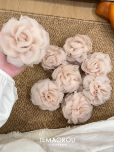 Delicate Pink Chiffon Rose Hair Clip French Style Side Tailor-made Hairpin Elegantly Adorn Your Hair with This Graceful Accessory