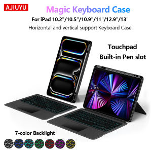 AJIUYU | Keyboard For iPad Pro 11 12.9 13 Air 11 13 Inch 10.2 10.5 Air 5 4 3 10th A16 Case Magic Smart Keyboard Cover TouchPad Backlight