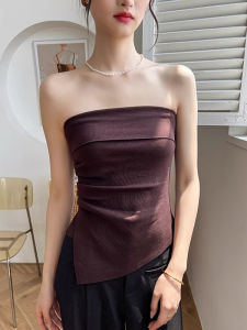 WANGGONGZHU | Asymmetric Knitted Strap Vest Women Summer Outerwear 2025 New Design Sensation Inner Match Tube Top Fashionable Women