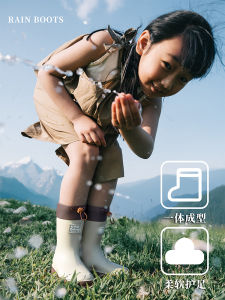 Childrens Rain Boots Waterproof Non-Slip School Shoes PVC up to Ankle Casual Style for Boys And Girls