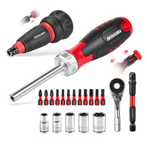 Geinxurn Ratchet Screwdriver Handle Kit 1/4" Mixed Bits Set with Wrench Sockets & Nut Drivers for DIY