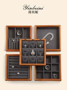 Upmarket Solid Wood Ring Display Plate Pendant Jewelry Tray Necklace Cultural Goods Storage Separator Tray by Inbene