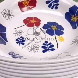 12 Piring makan melamin bulat cekung 9 inch Melamin tebal