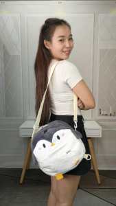 Balo nữ chim cánh cụt dễ thương túi đeo chéo đi chơi xinh xắn IDIGO FBP6 - 3397