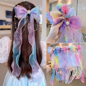 ริบบิ้นโบว์เครื่องประดับศีรษะเจ้าหญิงกิ๊บมัดผมสําหรับเด็กกิ๊บติดผมกิ๊บติดผมด้านหลังศีรษะฮิตในเน็ตสไตล์เกาหลีสําหรับเด็กผู้หญิงเครื่องประดับผม
