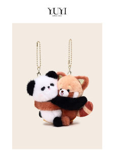 Original Cute Giant Panda Couple Hugging Bag Charms Best Friend Gift Soft Stuffed Toys Velvet Material PP Cotton Filled