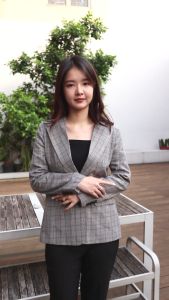 Jas ATASAN Blazer Wanita Right Apparel Warna Coraj Abu Kotak dan Putih PDH Formal Lengan Panjang Kerah Jas Kancing 2 (Kode 8808 8809)