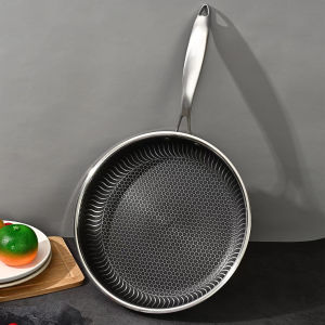 28cm Frying Pan Wok 316 Stainless Steel Steak Skillet Saucepan Induction Gas Stove Universal Kitchen Cookware Non-stick Cook Pot