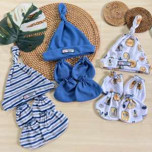 Seri Denim - 18 PCS / 9 STEL Baju Bayi Baru Lahir 0-3 Bulan Bahan Kaos Baju New Born