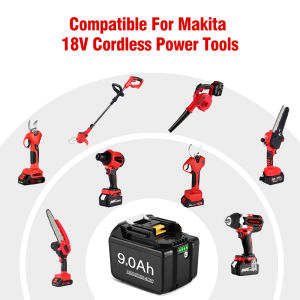 Có Thể Sạc Lại 18V 9.0Ah Lithium Ion Với Bộ Sạc Với Màn Hình Hiển Thị 9000MAh Sức Chứa Lớn cho Makita 18V Pin BL1830 BL1835 BL1850 BL1860 BML185 BDF454Z Cưa Điện Công Cụ Điện Pin