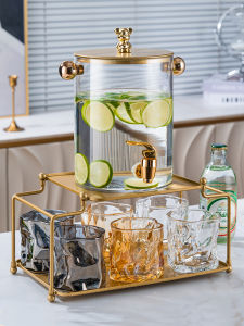 Cold Water Bottle with Faucet Large Capacity High Temperature Resistant Glass Cold Boiled Water Pot Cup Suit Accessible Luxury Household Fruit Tea Barrel