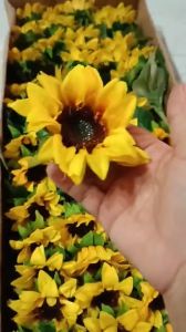 (Combo 2 bông) Hoa Hướng Dương Hoa Vải Lụa Cao Cấp Trang Trí Nhà Cửa Tiệc Tùng Đám Cưới Bông nhỏ 9cm