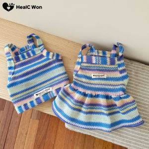 Original HC Pet Clothes Vacation Breathable Korean Style Cat Dog Vest Strap Princess Skirt Couple Outfit Mixed Fabric Casual