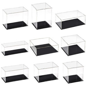 1pcs black base acrylic display box suitable for toy dolls collectibles and simple assembly dust-proof storage boxes