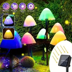 1pc Solar Small Mushroom Lights Waterproof Solar Patio Lights Solar Fairy Lights For Garden Yard Porch WeddingParty Decoration
