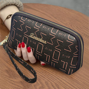 Long Ladies Clutch Wallet Color Block Large Screen Phone Bag Simple Versatile Wrist Bag 2024 New Style PU Leather Zipper Closure