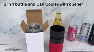4-in-1 Insulated Beer Can Cooler with Built-in Bottle Opener Double-Wall Vacuum Stainless Steel Beverage Chiller Portable