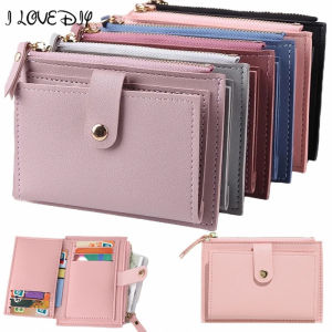 Women Simple Wallets Leather Female Purse Mini Hasp Solid Multi-Cards Holder Coin Short Wallets Slim Small Zipper Wallet