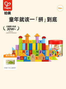 Hape 80 Pieces Wooden Building Blocks Educational Toys for 1 Year Old Boys And Girls Birthday Gift Early Education Toy