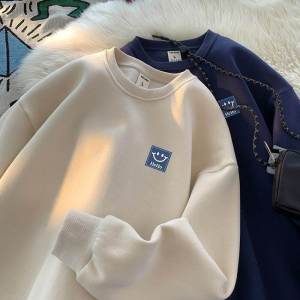 American High Street Sweatshirt Mens Spring and Autumn Casual Loose Bottoming Shirt Top Clothes Ins Trendy Heavy Weight Crew Neck Coat