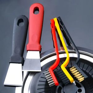 kitchen cleaning kit with nylon steel and brass wire brush and scraper manual dirt removal tool for gas stove and extractor h