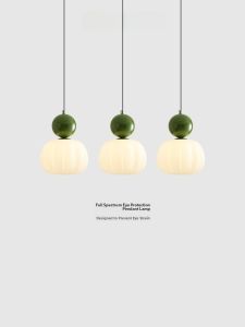 Nordic Style Iron Art Pumpkin Head Pendant Lamp Restaurant Bar Counter Vintage Single Head Hanging Wire Light Eye Protection