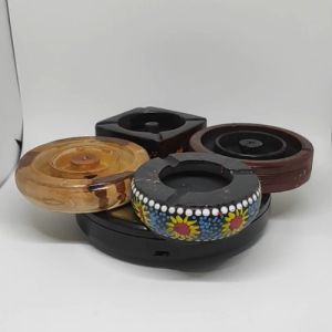 Asbak Kayu Unik Etnik Bulat Kotak