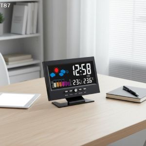 EELHOE | For Home Office Gym Digital Weather Station Clock With LCD Display Portable Temperature Humidity MeterT Ing Q Store