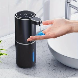 1pc AutoSense 380mL Contactless Soap Dispenser Wall Mountable IPX5 Waterproof Lead-Free Plastic USB Rechargeable with 500mAh Lithium Battery for Bathroom Hand Washing Sanitizer