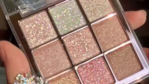 8 Styles 9-Color Glitter Eyeshadow Palette - Long-Lasting Rose and Pink Shades Metallic Finish Matte and Shimmer Eye Pigment M