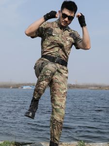 New Style Short Sleeve Camouflage Uniform Set Mens Summer Thin Breathable Wear Resistant Workwear Labor Protection Outdoor Camping Travel Gear