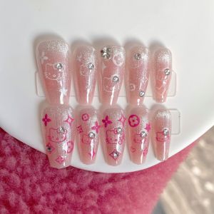 Handmade Cat Eye Nail Art Wearable False Nails Glittering Effect Finished Product Kitty Cat Design Beauty Tools from China