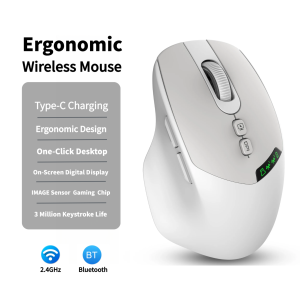 NexusClick New Screen display Wireless MouseDual Mode Bluetooth 2.4G Silent Click DPI Adjustable Ergonomic For PC Office Gaming