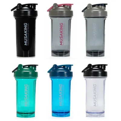 Bình Lắc Thể Thao Shaker 600ml Musaking + Lò xo lắc Inox | Bình lắc Protein Nhựa An Toan