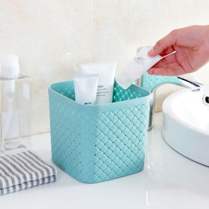 กล่องเก็บของพลาสติกยี่ห้อ aishangli Jia กล่องสานทรงสี่เหลี่ยมทรงสี่เหลี่ยมสำหรับวางบนโต๊ะถังขยะทรงเมล็ดทานตะวันตะกร้าฉลุลายขนาดเล็ก