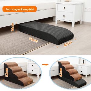 Large Pet Stairs Dog Bedside Steps Medium Small Dogs Cats High Climbing Step Window Seat Dog Ladder Pad Non-Slip Silicone Bottom
