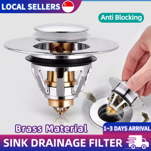 Bathroom Sink Chrome Brass Drain Stopper Drainage Pop-up Filter Prevent Clogging And Intercept Hair Filter Basket Drainage Clamshell Replacement Parts