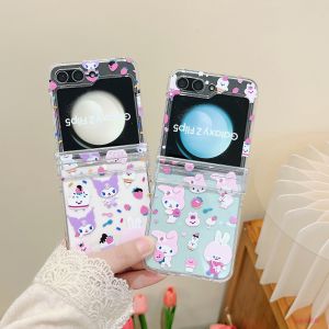 Japan and South Korea Cute Cartoon My Melody Clow M Samsung Zflip5 Phone Case Foldable Screen Galaxy Zflip6 Case F7310 Transparent Anti-Fall Shell New Arrival Z Flip4 Womens Flip
