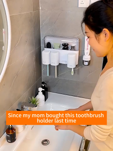 Joybos Toothbrush Slot Holder Toothpaste Shaver Dispenser Squeezer Wall Mount Bekas Letak Ubat Gigi