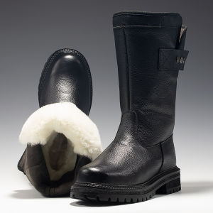 Wool Snow Boots Mens Fur Integrated Northeast Winter Thicken Thermal Waterproof Non Slip Genuine Leather Men High-Top Boots