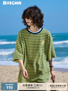 เสื้อยืดคอกลมแขนสั้นผ้าคอตตอน Madgood ทรงหลวม ระบายอากาศได้ดี ลายแมว แฟชั่นฤดูร้อน สำหรับผู้หญิง